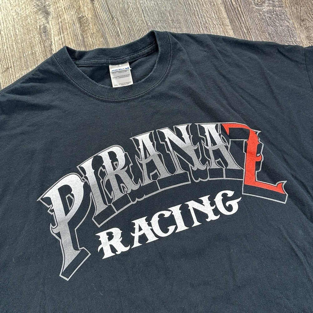 VTG Piranaz Racing Deez Nutz Tee GILDAN Black T-Shirt NHRA Men's Size 2XL - Picture 5 of 10